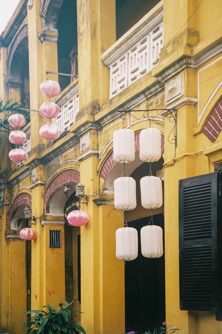 Colourful lanterns on historic buildings in Hoi An