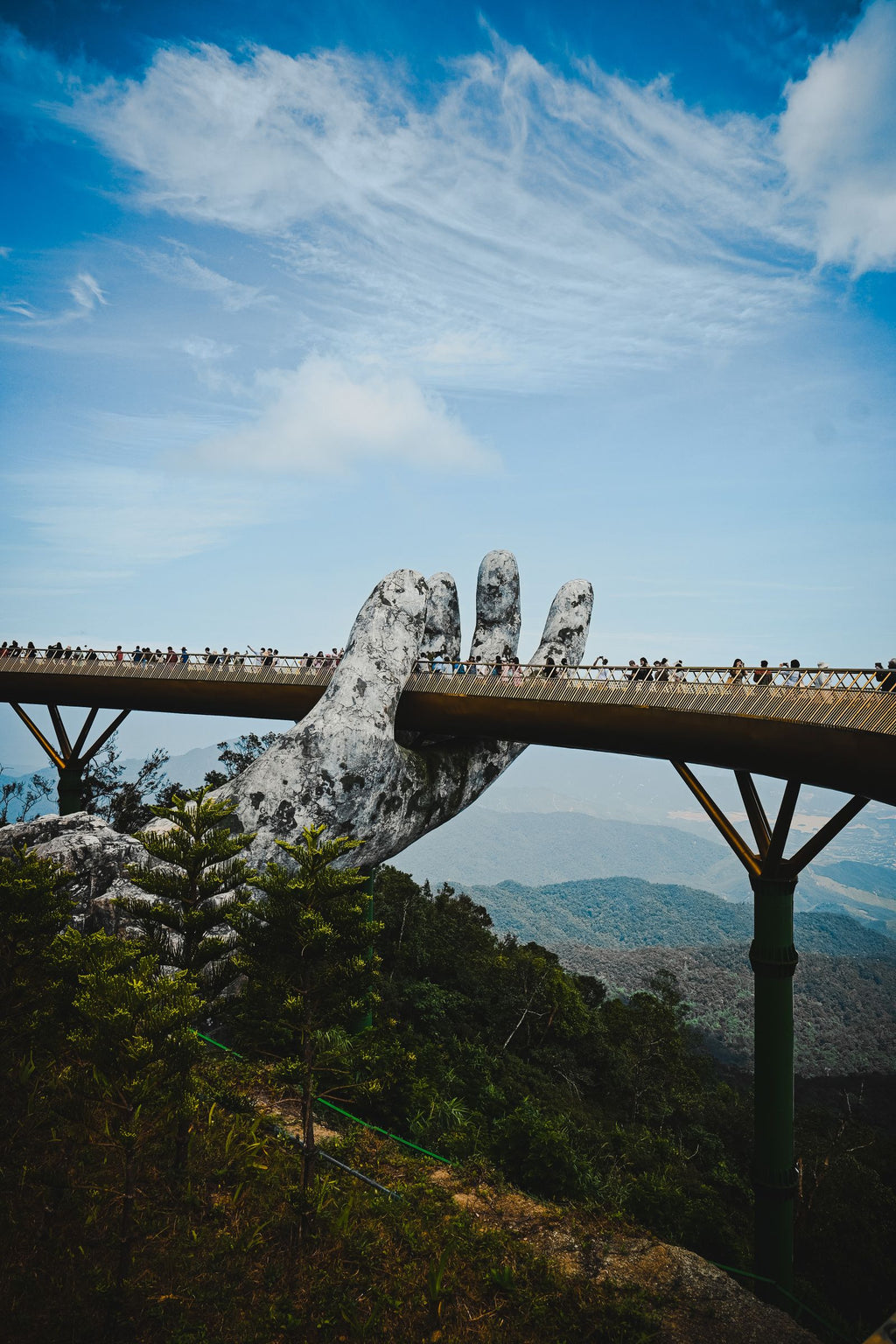 The Golden Bridge held by giant hands at Ba Na Hills