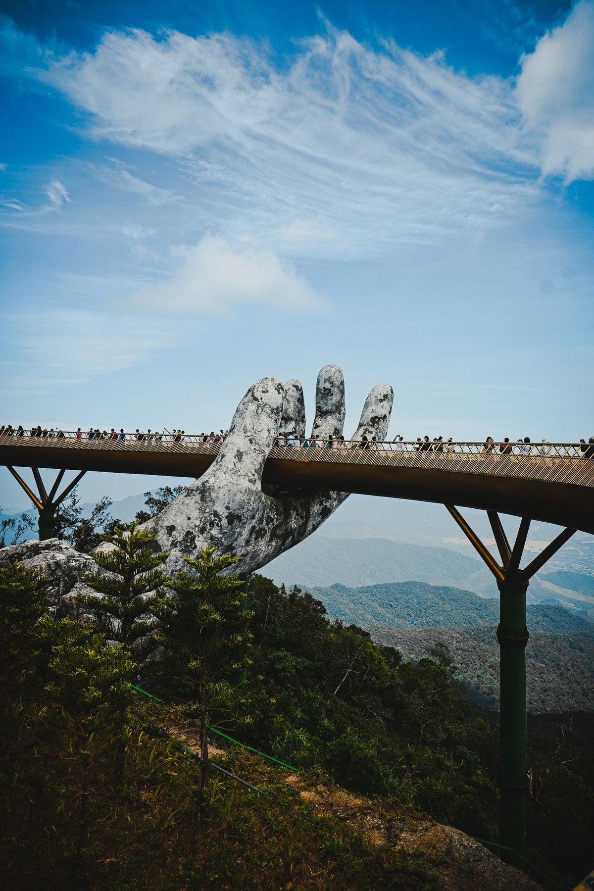 The Golden Bridge held by giant hands at Ba Na Hills