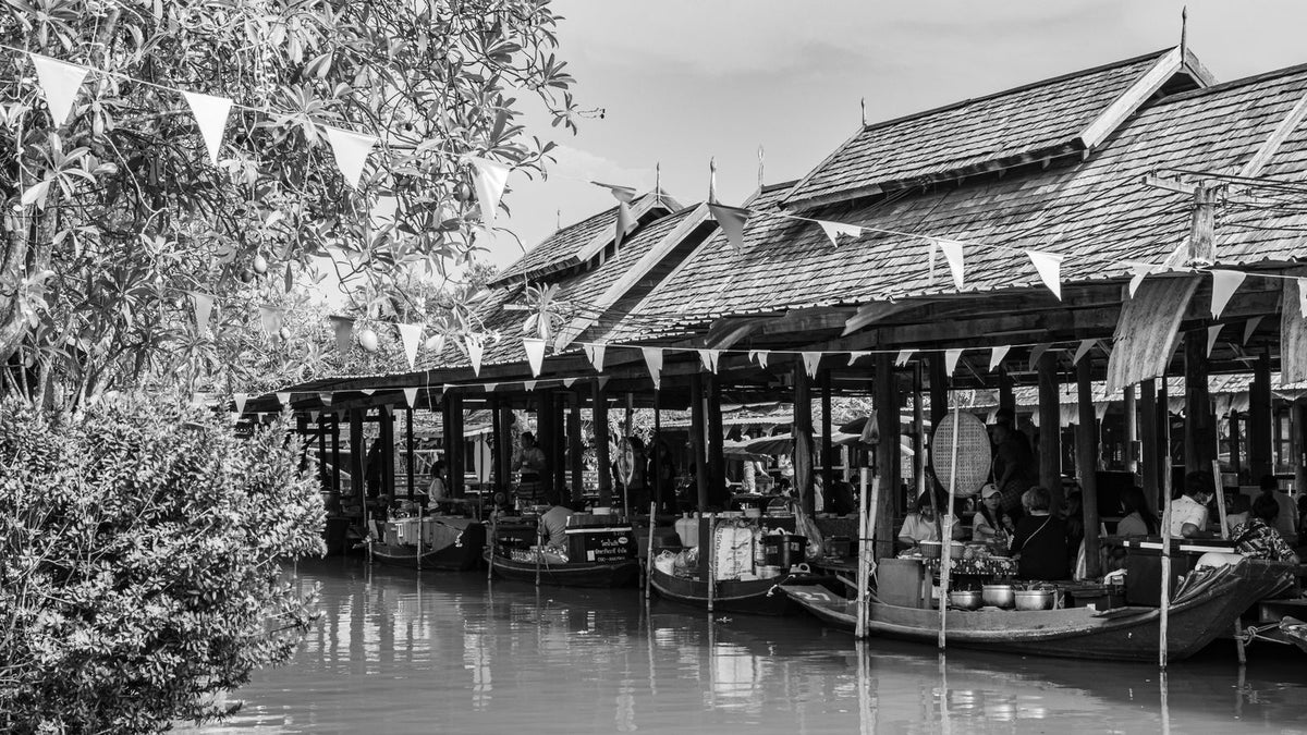 Boats at a traditional floating market