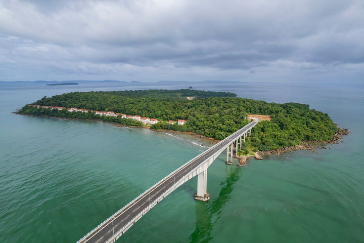 Aerial view of the bridge to Koh Rong Samloem