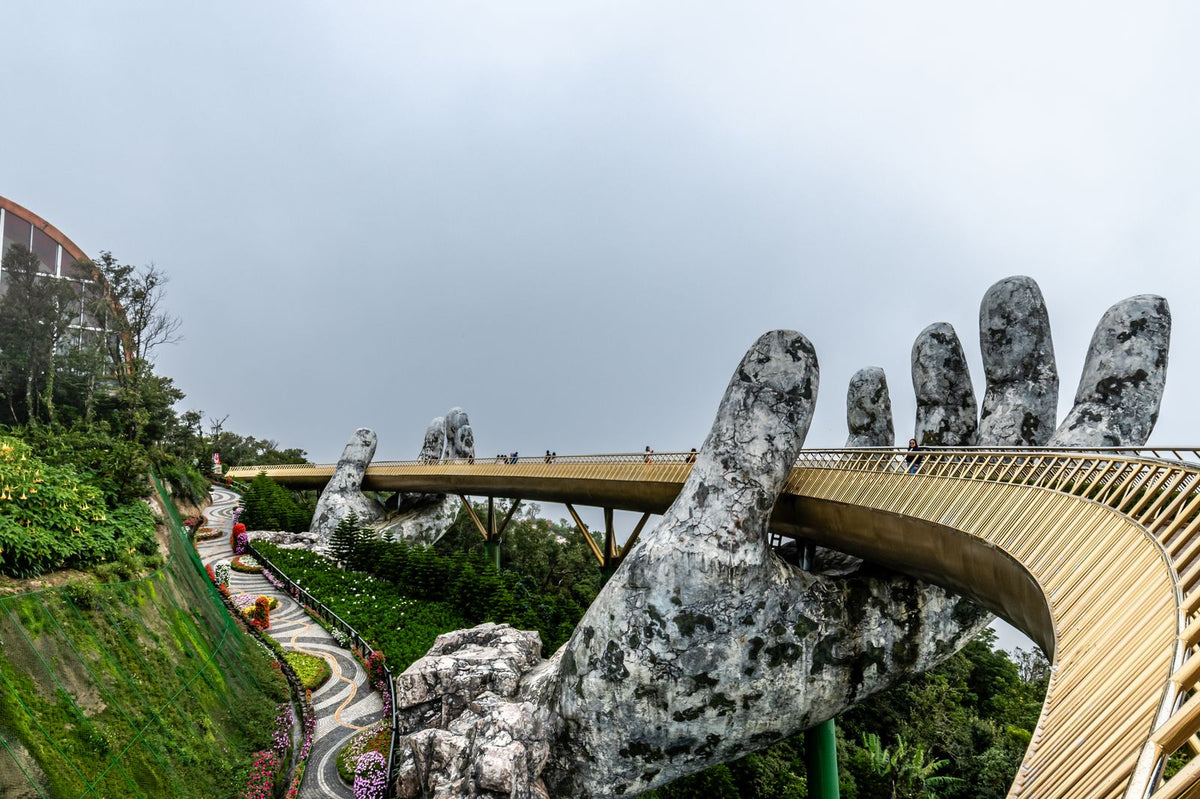 Golden Bridge held by giant stone hands, Da Nang