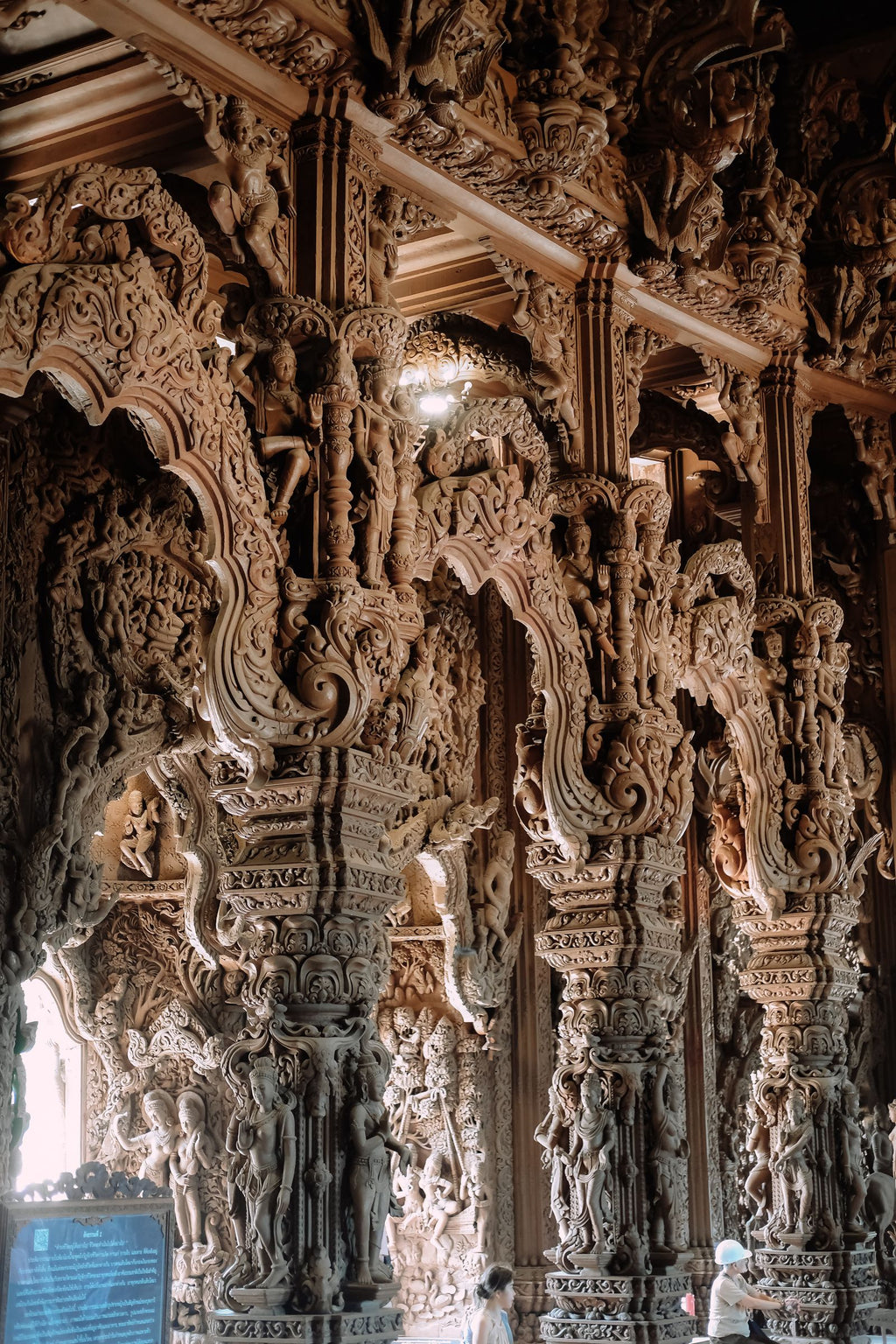 Wooden carvings inside the Sanctuary of Truth