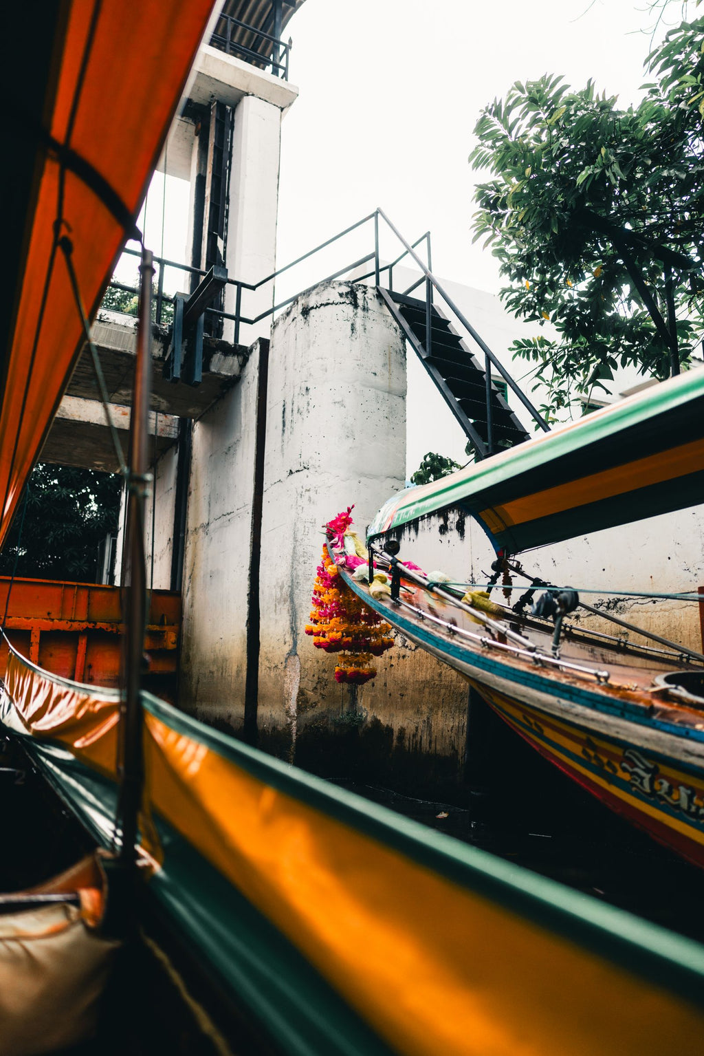 Longtail boats on a Bangkok canal