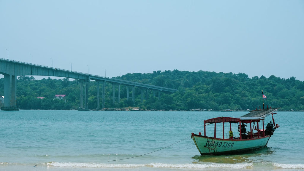 Seaside view in Sihanoukville with a boat