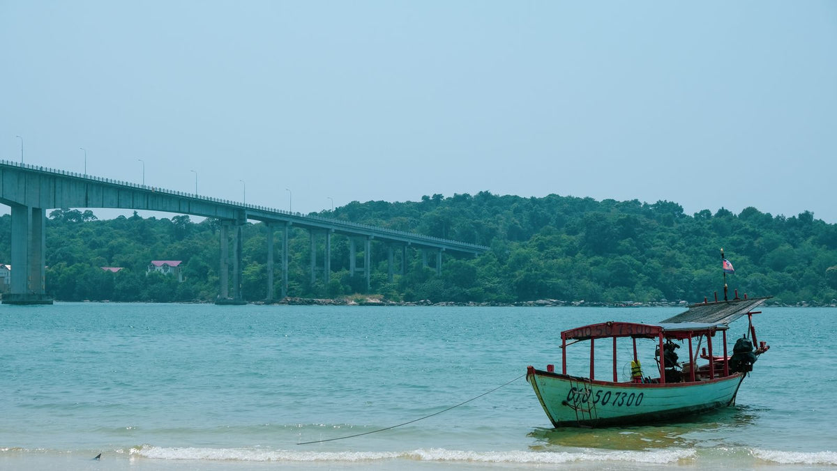 Seaside view in Sihanoukville with a boat