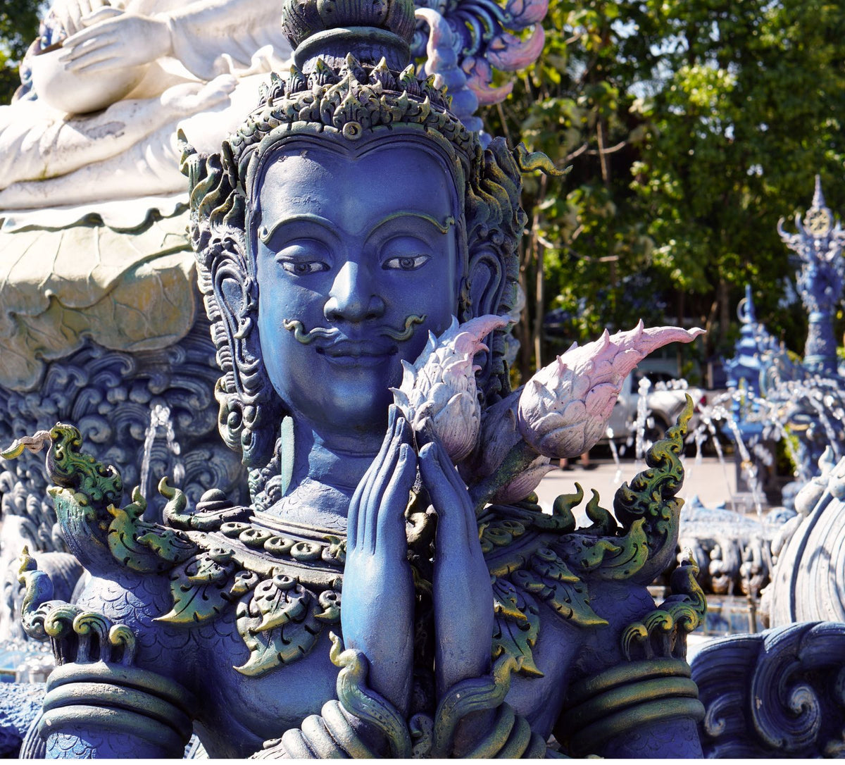 Blue statue at Wat Rong Suea Ten, Chiang Rai