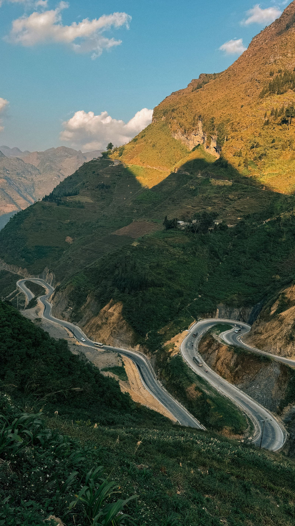 Serpentine road through the hills of Ha Giang