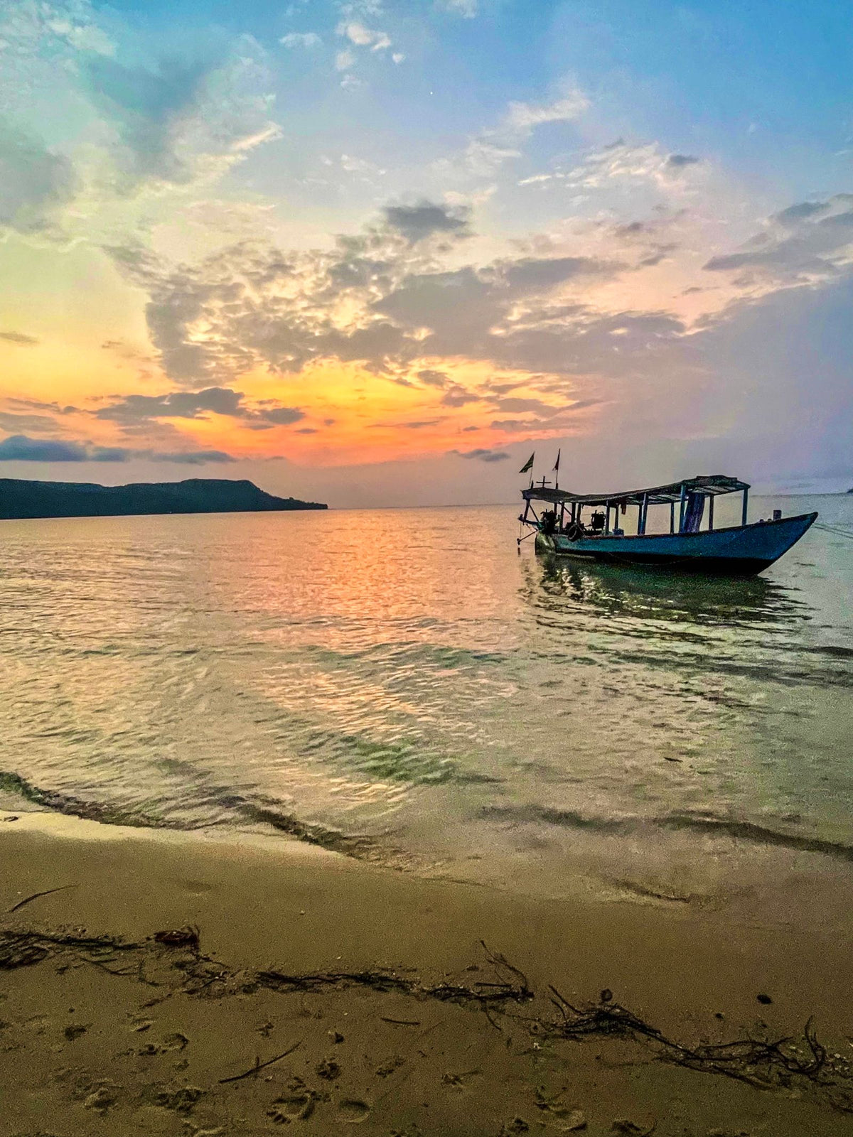 Sunset over a Cambodian beach